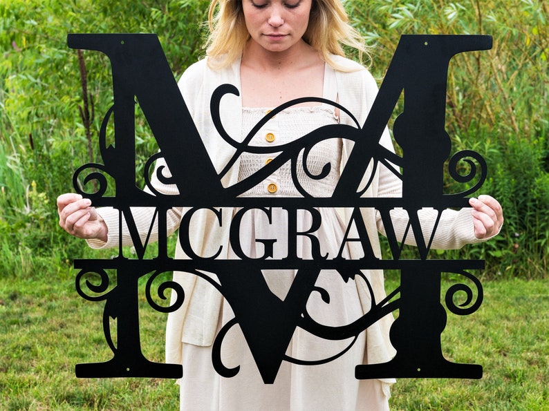 Custom Metal Signs Monogram Wall Decor Metal Wall Art Last Name Sign Family Name Sign Personalized Wedding Gift Custom Metal Art Black