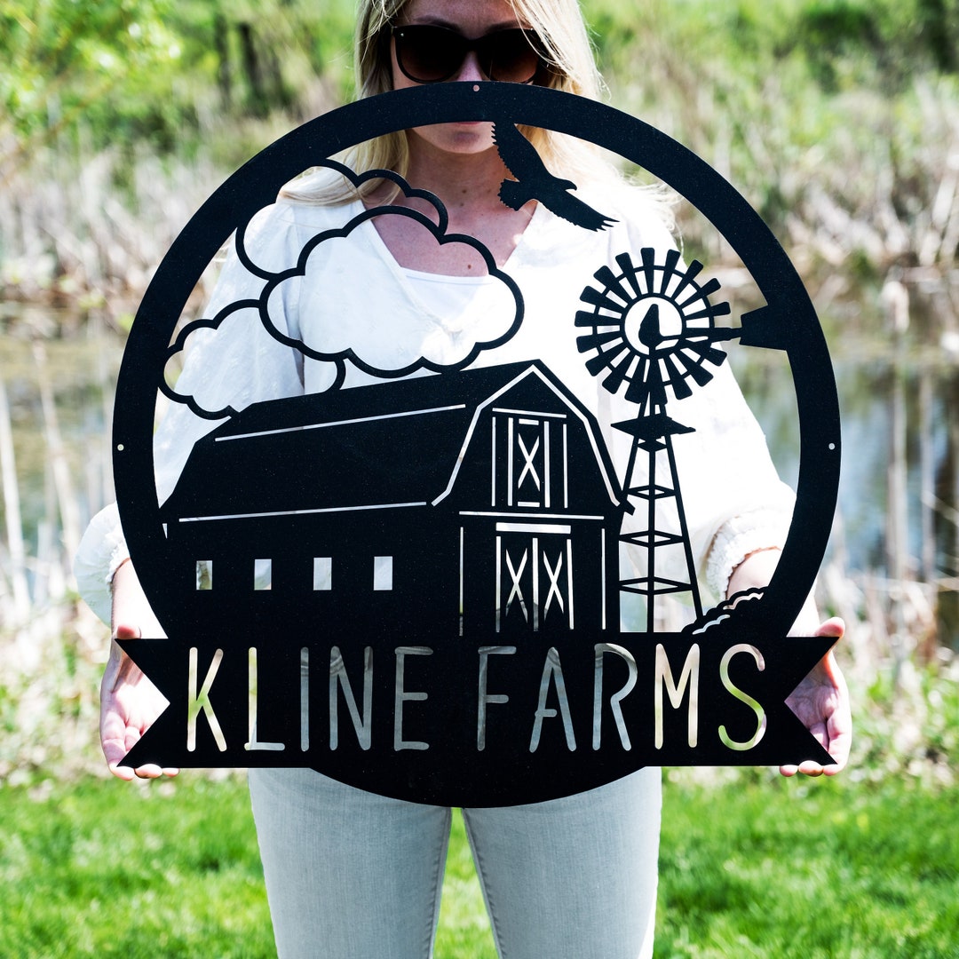Personalized Farm Sign Metal Barn & Windmill Sign Custom Ranch Decor