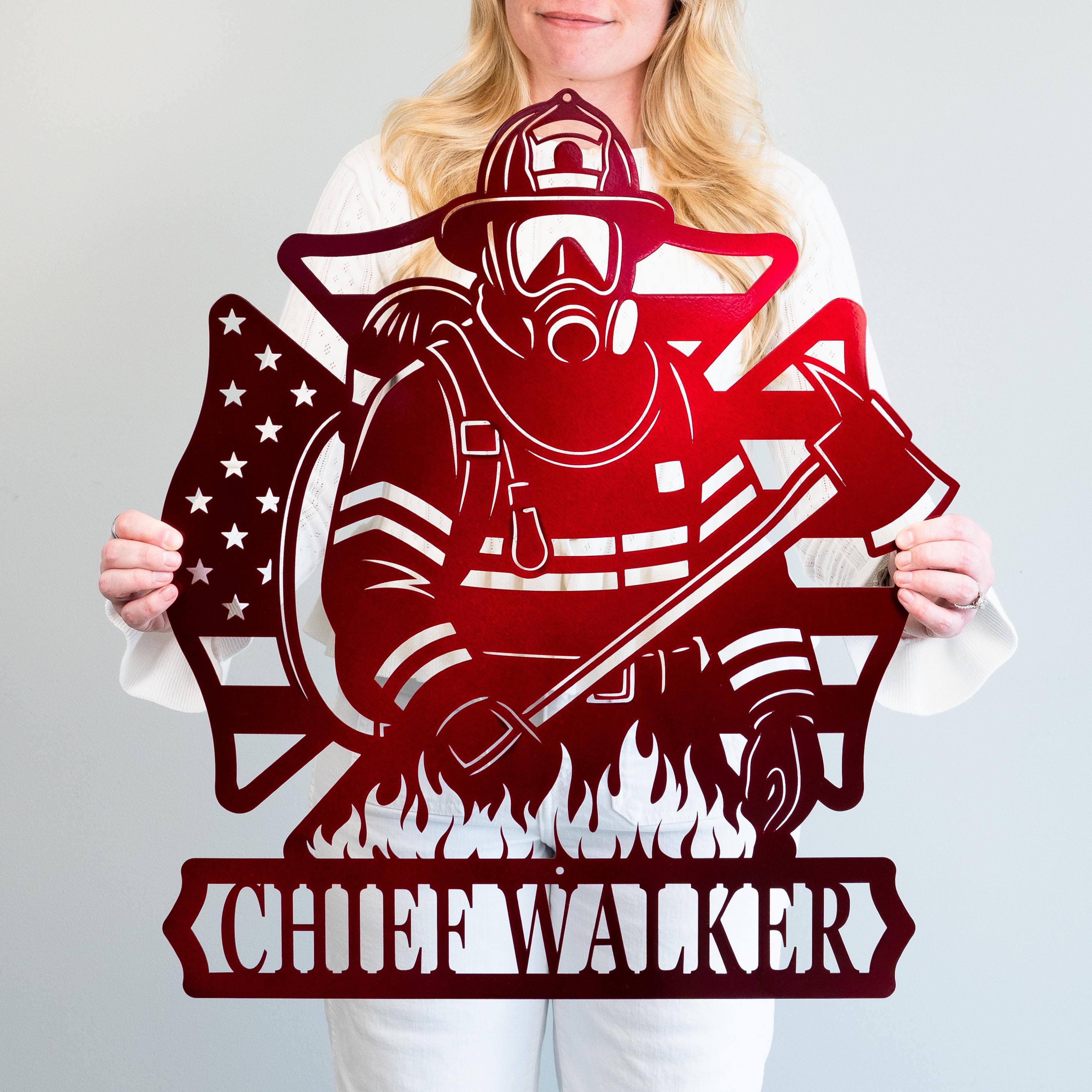 Custom Metal American Firefighter Sign, Fire Chief Retirement Gift ...