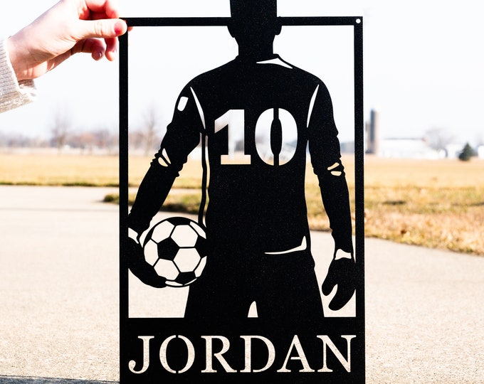 Personalized Soccer Athlete Name Sign, Metal Wall Art, Soccer Name Sign, Sports Name Sign, Gift For Soccer Football Players, Sports Wall Art