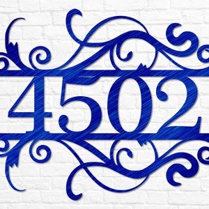 House Number Sign Metal Address Sign Address Plaque Home Number Sign Custom Address Decor House Warming Gift Front Door Sign Blue Translucent