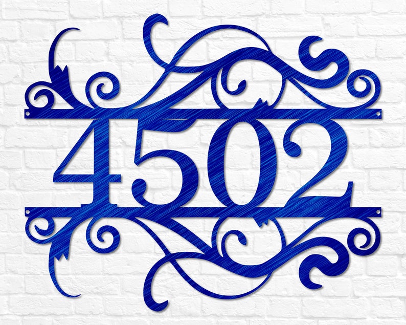 House Number Sign Metal Address Sign Address Plaque Home Number Sign Custom Address Decor House Warming Gift Front Door Sign Blue Translucent