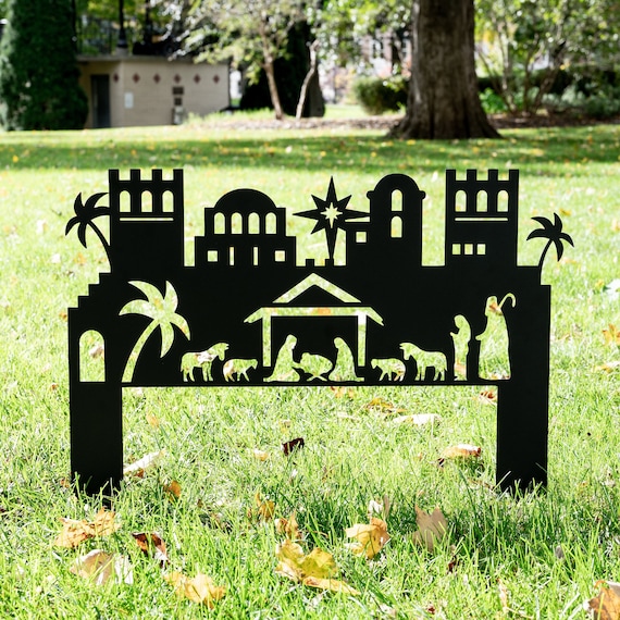 Christmas Nativity Scene Yard Sign | Christian Holiday Decor | Jesus Mary & Joseph | Christmas Gift | Metal Christmas Yard Art Shadow Caster