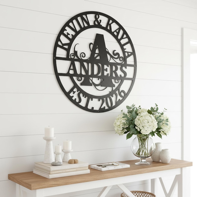 Double Circle Split Letter Monogram | Metal Initial Personalized Family ...