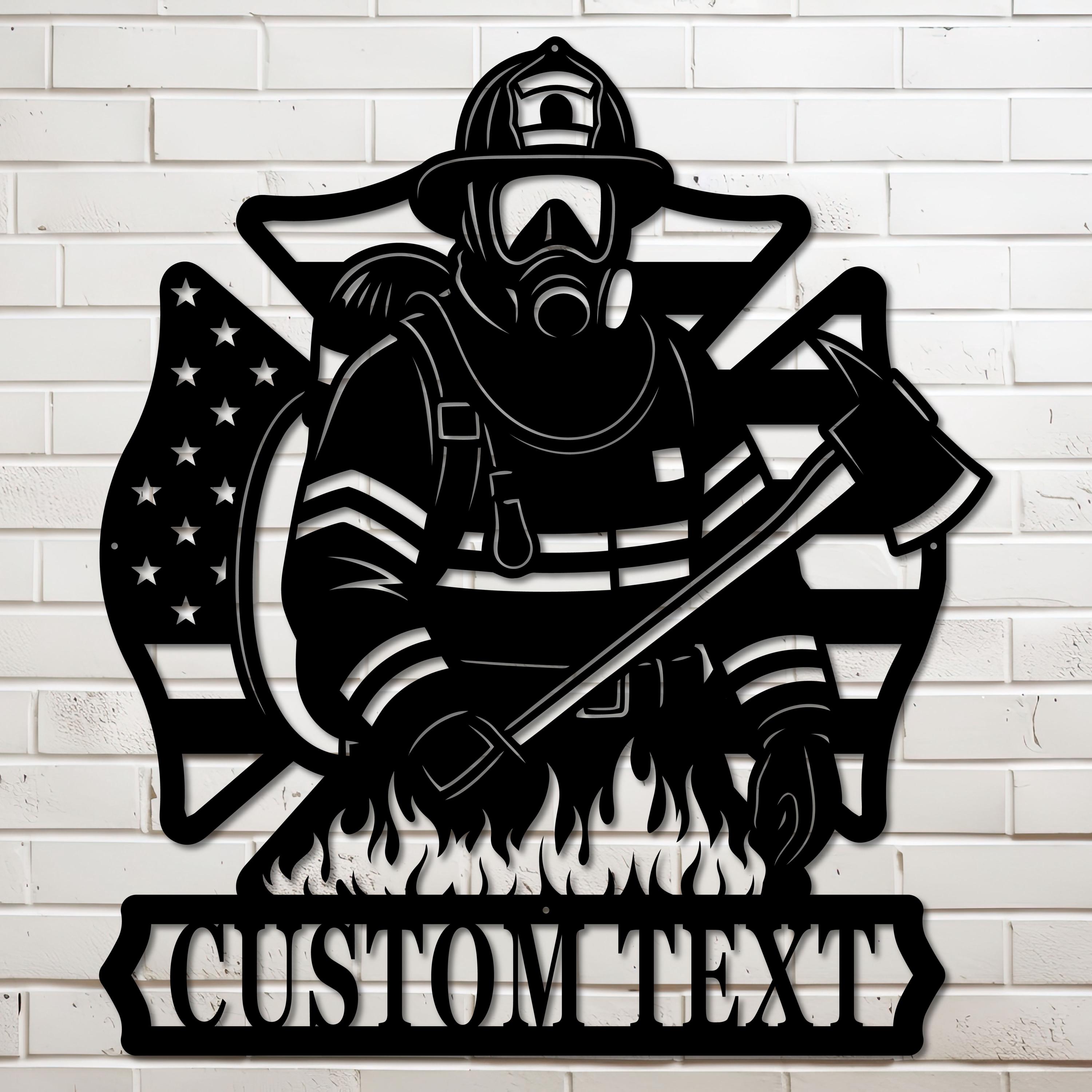 Custom Metal American Firefighter Sign, Fire Chief Retirement Gift ...