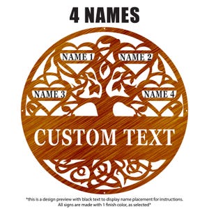 Family Tree of Life Wall Art Personalized Metal Garden Decor Custom Tree Sign Couples Housewarming Gift Anniversary Gift Living Room Decor Copper - 4 Names