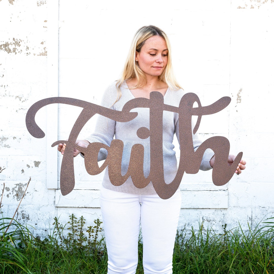 Metal Faith Sign Metal Word Wall Decor Faith Sign Religious Wall