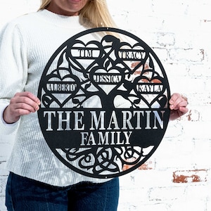 Family Tree of Life Wall Art Personalized Metal Garden Decor Custom Tree Sign Couples Housewarming Gift Anniversary Gift Living Room Decor image 2