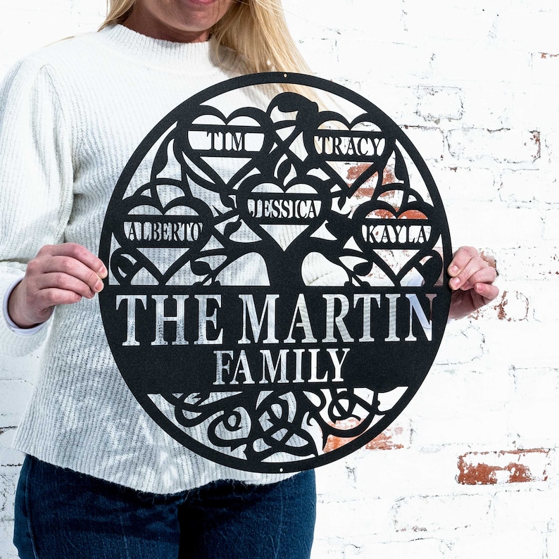 Family Tree of Life Wall Art Personalized Metal Garden Decor Custom Tree Sign Couples Housewarming Gift Anniversary Gift Living Room Decor image 2
