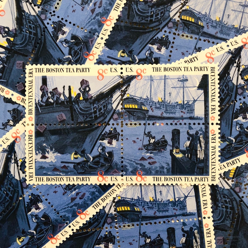 4block Boston Tea Party Stamps 1973 Eight Cents Scott 1480, 1481, 1482