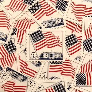 5 White House and Flag Stamps – 1963 – Scott 1208 – Five Cents – Vintage Unused USPS