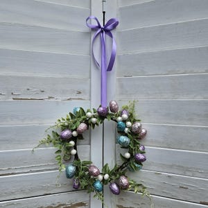 Chocolate Easter Egg Mini Wreath, Easter Front Door Wreath, Easter Home Decor, Spring Door Wreath, Artificial Foliage Floral Wreath