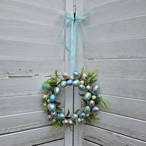 Speckled Easter Egg Mini Wreath, Easter Front Door Wreath, Easter Home Decor, Spring Door Wreath, Artificial Foliage Floral Wreath
