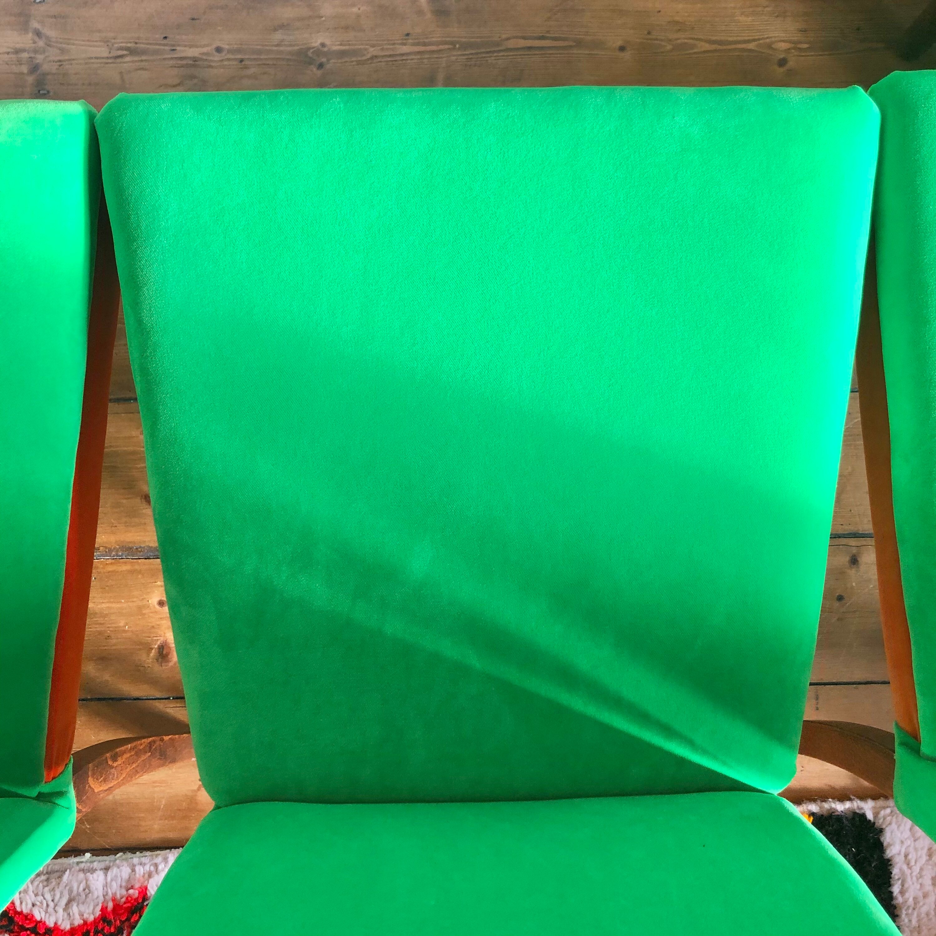 High Back Green Dining Chairs Set of Four Green and Orange Etsy UK