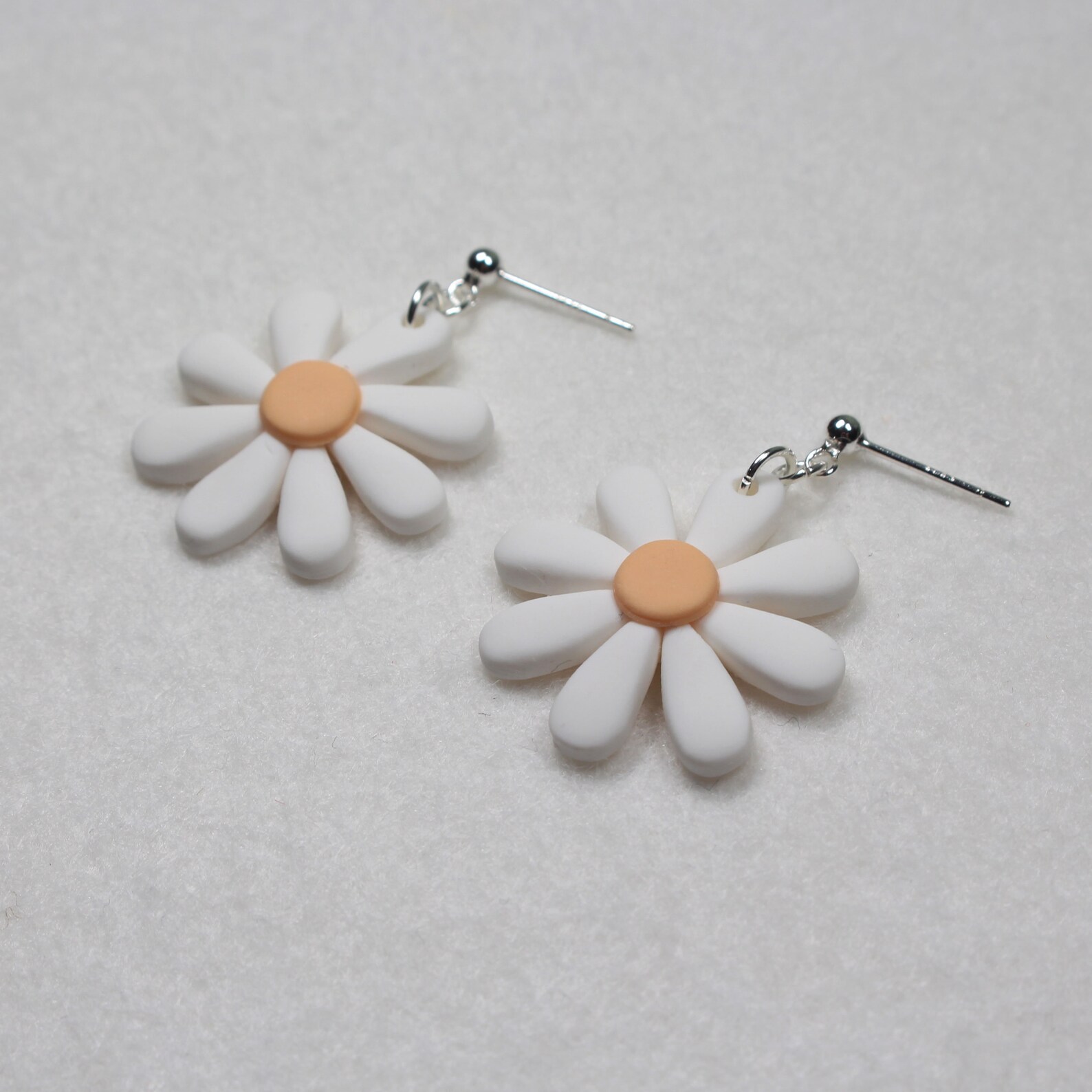 Daisy Drop Stud Earrings Polymer Clay Daisy Earrings 925 Etsy