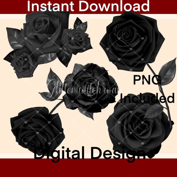 Black rose png Halloween sublimation file