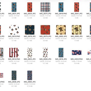 May include: A collection of rectangular designs with various patterns. Some feature butterflies, hearts, stars, and stripes in red, blue, and white. Others display American flag motifs, suitable for patriotic themes.