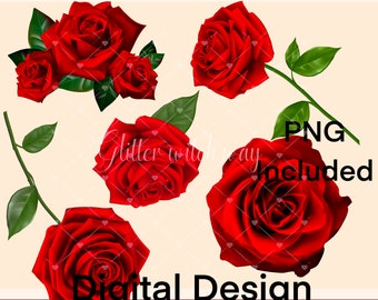 Rose png flowers sublimation bundle
