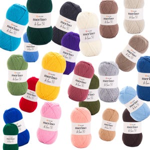 YarnArt Merino De Luxe 50 Wool Blend Yarn - Soft and Durable DK Weight Knitting Yarn - Perfect for Winter Garments