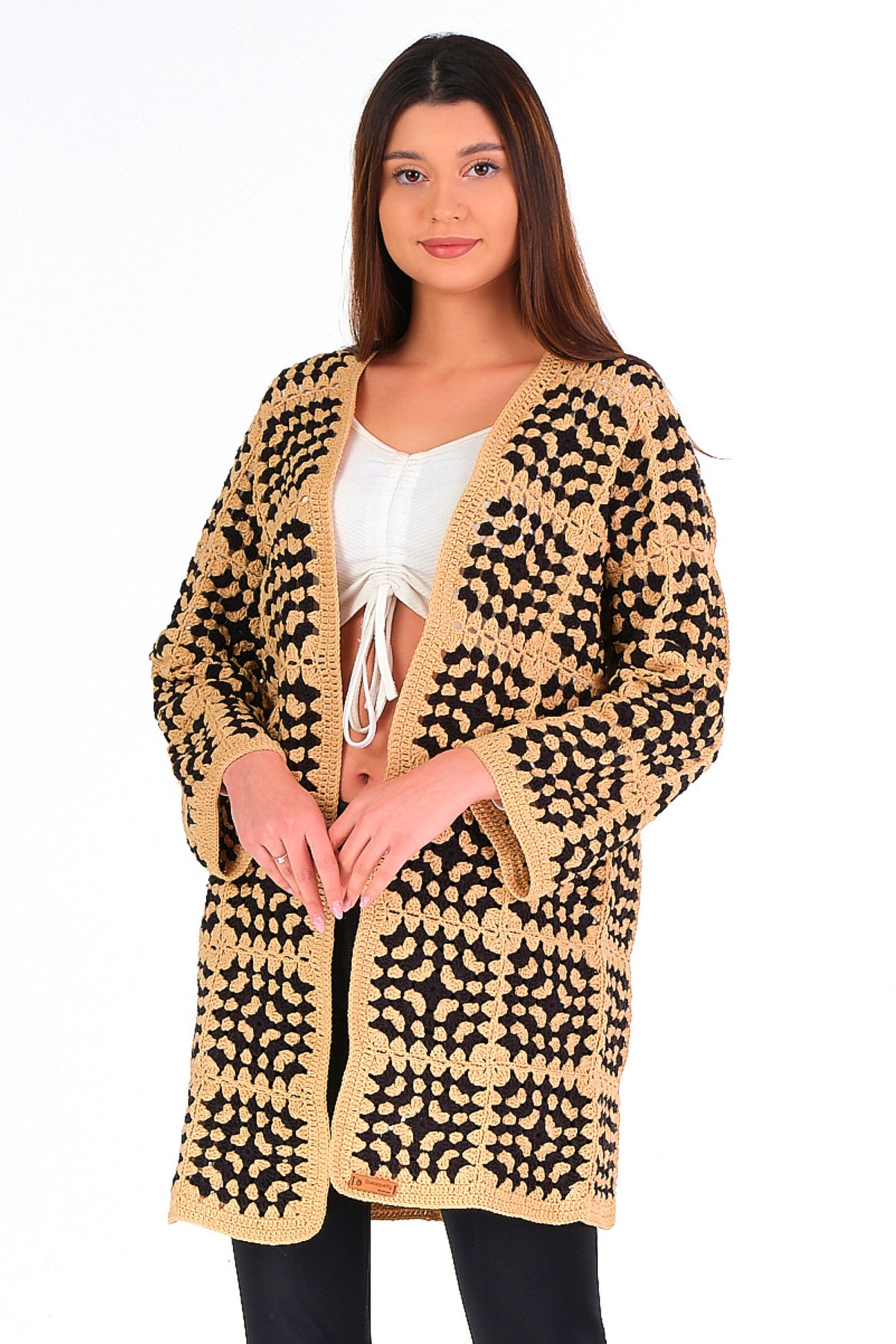 Crochet Knit Cardigangranny Square Jackethandmade Patchwork Etsy