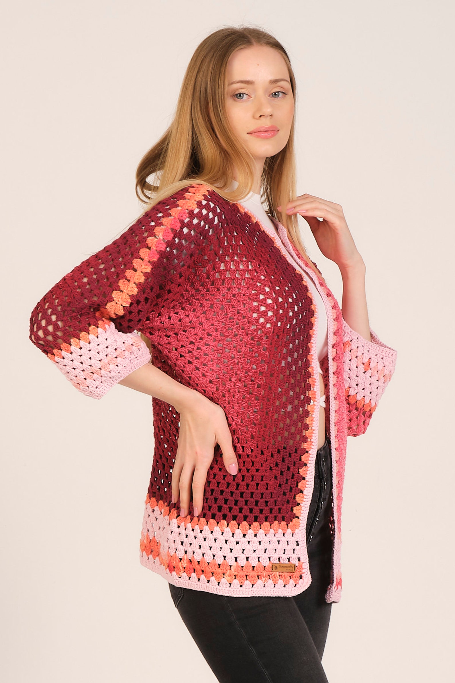 Crochet Hexagon Jacketcrochet Hexagon Coatwomen Handmade Etsy