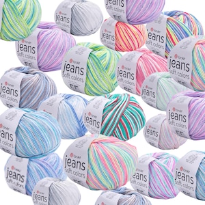 YarnArt Jeans Soft Colors Cotton Blend Yarn - Sport Weight Knitting Yarn - Ideal for Summer and Baby Projects