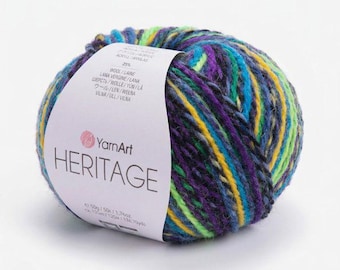 YarnArt Heritage Multicolor Yarn, DK Wool Acrylic Blend