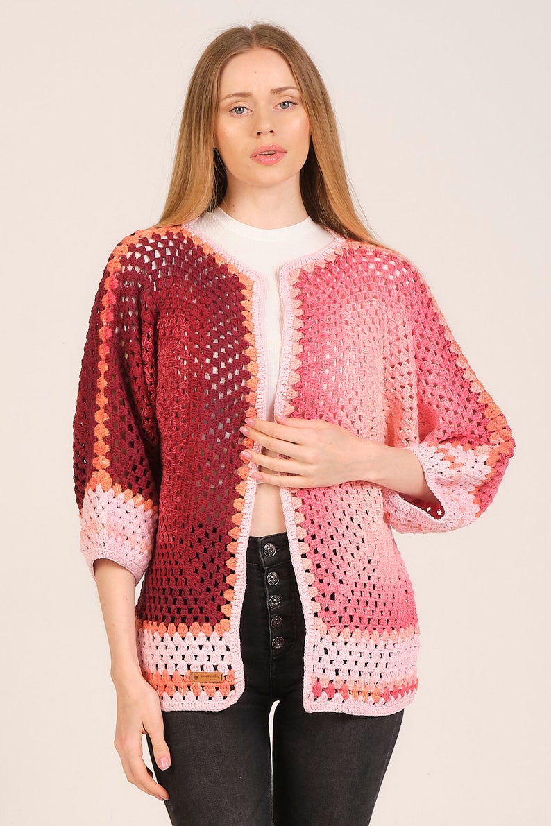 Crochet Hexagon Jacketcrochet Hexagon Coatwomen Handmade Etsy