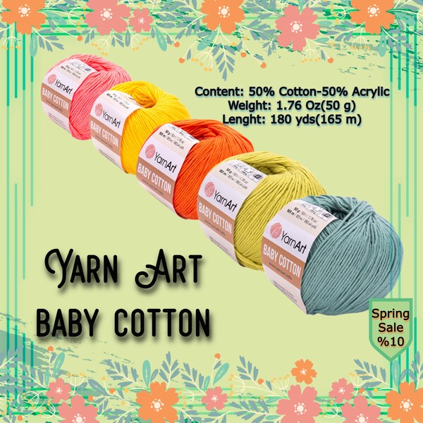 Yarn Art Baby Cotton,Cotton Crochet,Blouse Yarn,Crochet Dress Yarn,Hand Knitting Yarn,Sweater Yarn,Cardigan Yarn,Fine 2