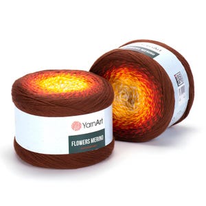 YarnArt Flowers Merino – Gradient Wool Acrylic Yarn Cake,Wool ,Acrylic, 7.9 oz, 645 yds, Medium Weight Color Changing Yarn