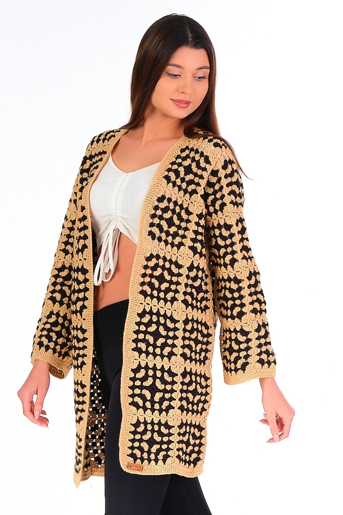 Crochet Knit Cardigangranny Square Jackethandmade Patchwork Etsy