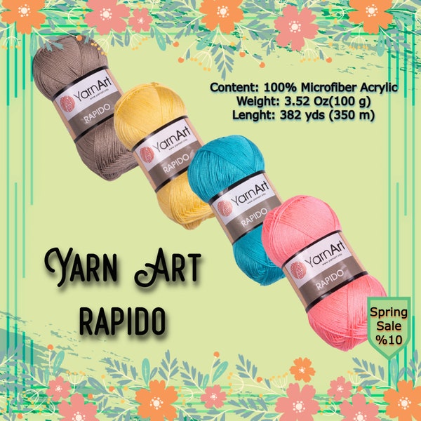 Yarn Art Rapido Cardigan Soft Yarn,Sweater Yarn,Crochet Scarf Yarn,Blanket,100 grams,350 meters,%100 Microfiber Acrylic,Towel Yarn,Bag Yarn