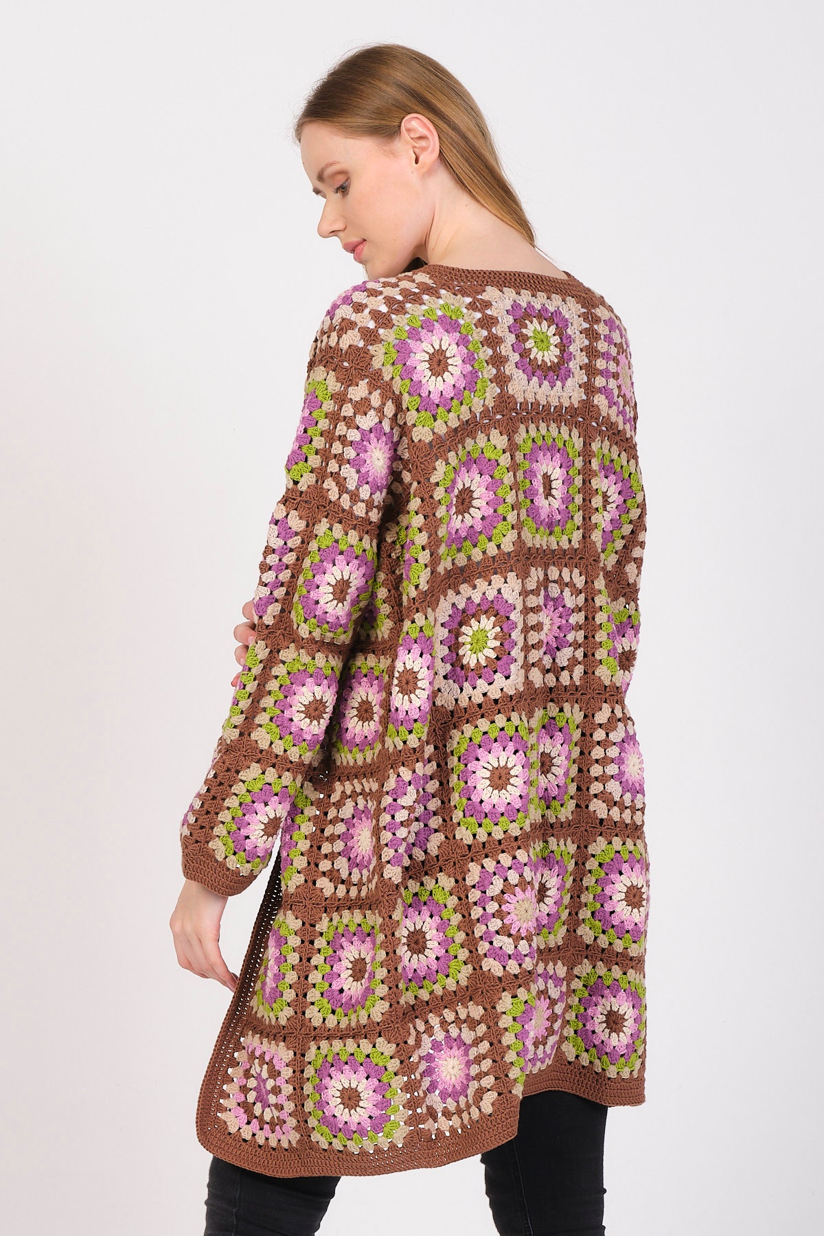 Granny Square Crochet Coathandmade 