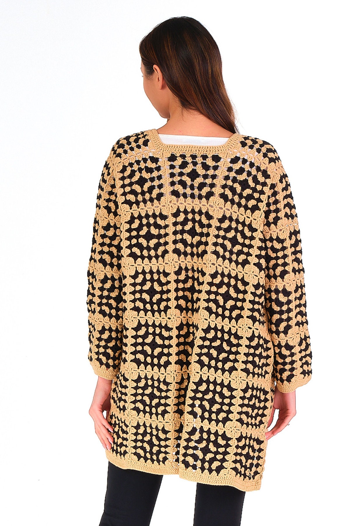 Crochet Knit Cardigangranny Square Jackethandmade Patchwork Etsy