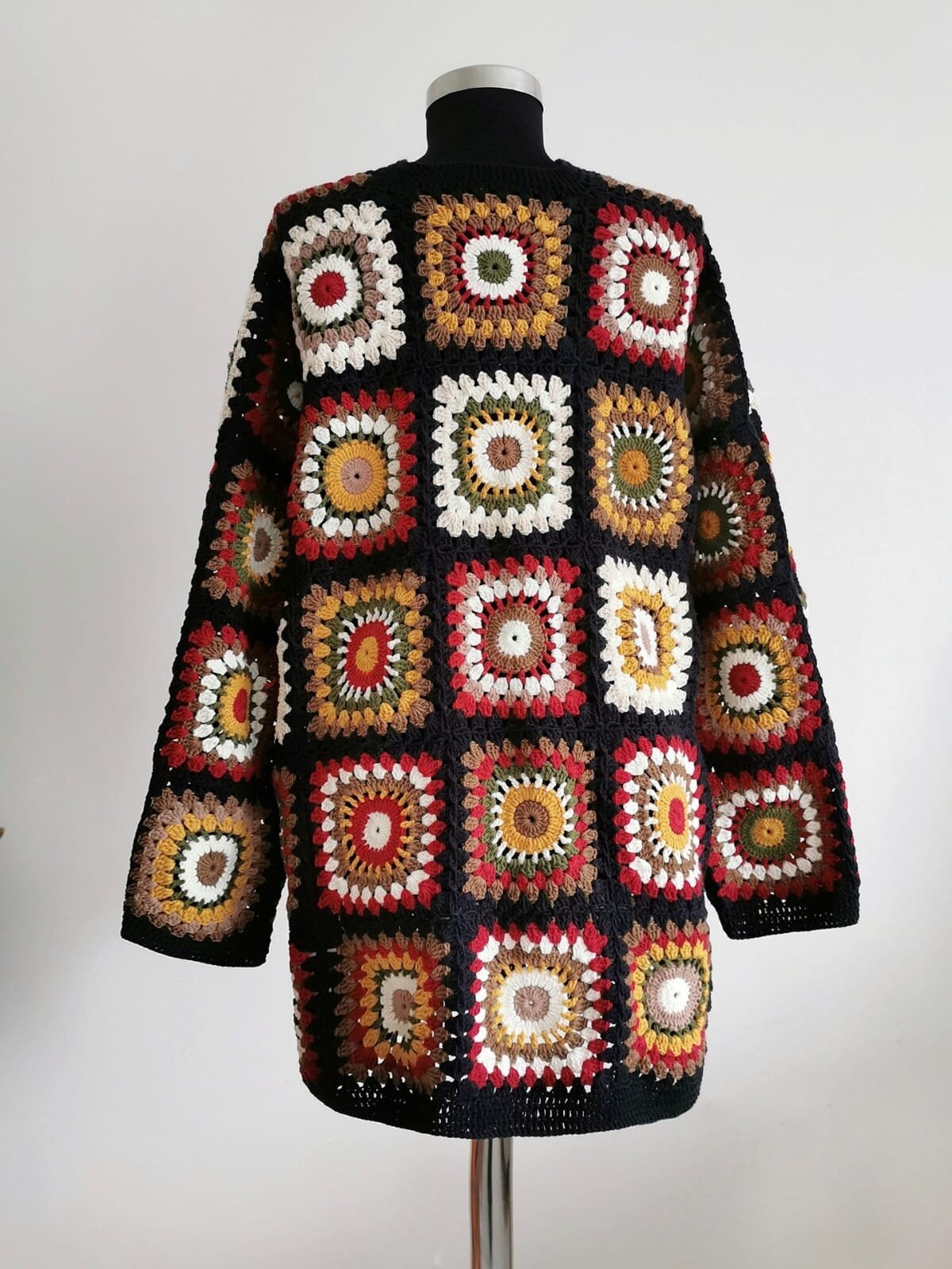 Granny Square Crochet Cotton Yarn Cardiganhandmade Crochet - Etsy