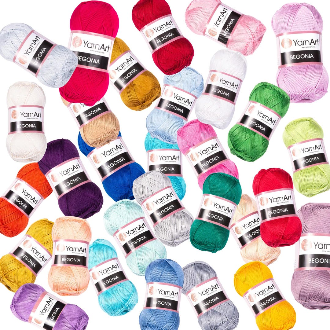 Yarnart Begonia Cotton Yarn - 3 Skeins, Sport Weight, 100% Mercerized Cotton, Super Soft For Baby Projects