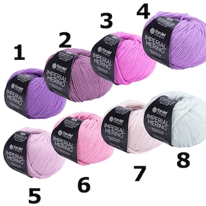YarnArt Imperial Merino SET2 8 pics 1 Set - 100% Extra Fine Merino Wool, Soft Knitting & Crocheting Yarn, 3.52 Oz, 109.36 Yds,Worsted Weight