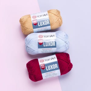 YarnArt Luxor – 100% Mercerized Cotton Yarn, 50g/1.76oz – 125m/137yd – Fine Weight (2), Smooth & Shiny Crochet and Knitting Yarn