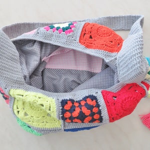 Crochet Bag Handmade, Crochet Market Bag, Small Tote Bag, Granny Square Bag, Knit Crochet Bag, Handmade Bag Crochet For Woman image 10