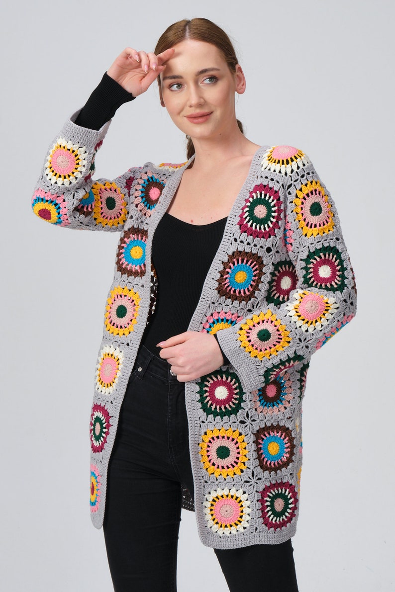 Granny Square Afghan Cardigan Crochet Afghan Sweater Etsy