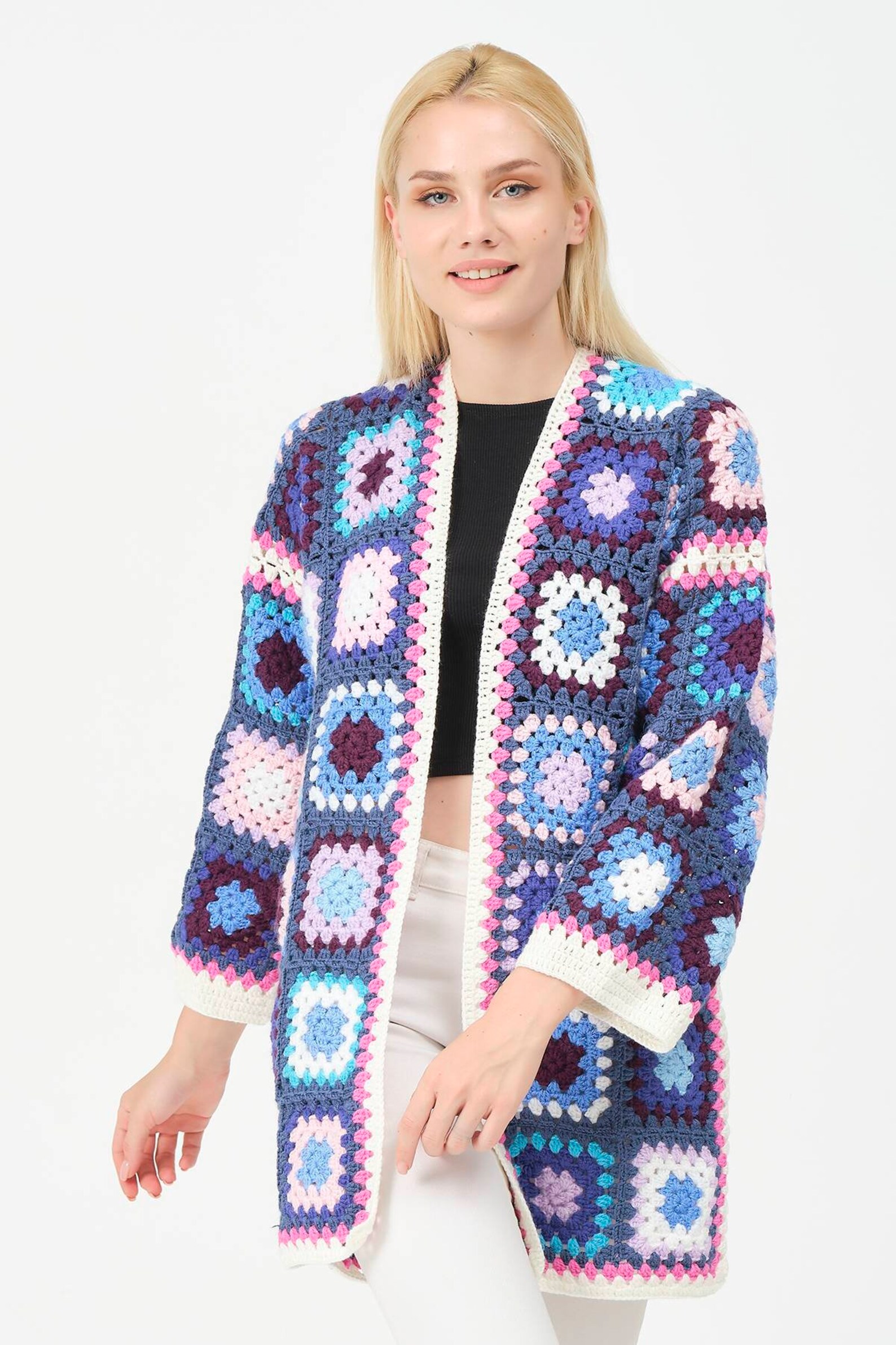 Granny Square Crochet CardiganBoho Crochet CoatGranny Square Etsy