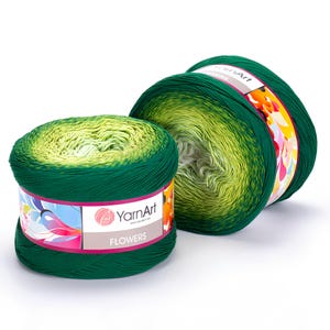 YarnArt Flowers,Gradient Cotton Blend Yarn Cake,Cotton and Acrylic,8.8 oz,1093 yds,Lightweight Yarn for Shawls,Blankets Summer Yarns