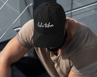 Lake Tahoe Scripty Distressed Dad Hat