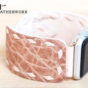 Leather Watch Band Vachetta Kangaroo Buckstitch African Safari Apple 38mm 40mm 41mm 42mm 44mm 45mm 46mm 49mm Samsung Galaxy Ultra 47 Watch 8
