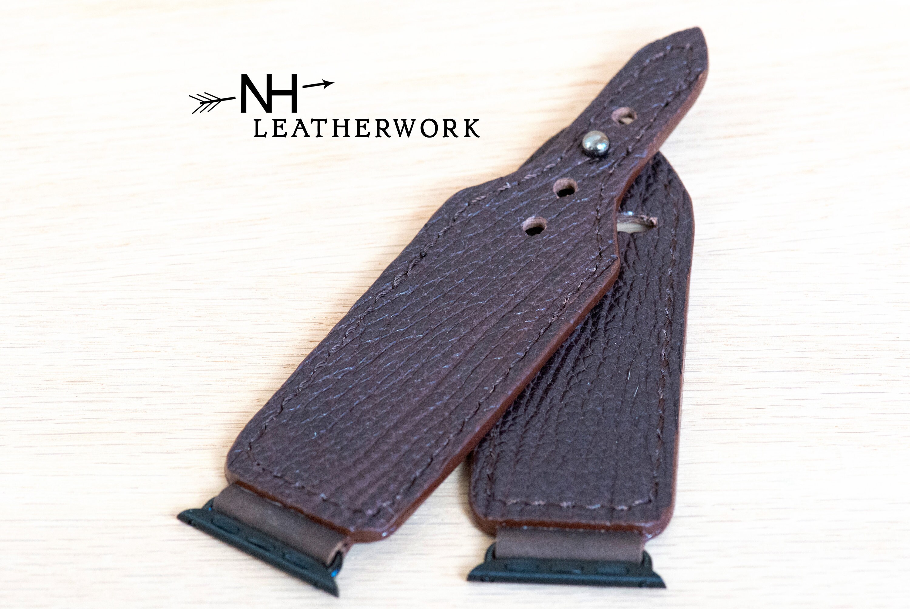 Unique Shark Skin Apple Watch Band – Minimalist Style - Cocoa Brown Apple Watch Chocolate Brown Cordura Fabric And Silicone  main image 2