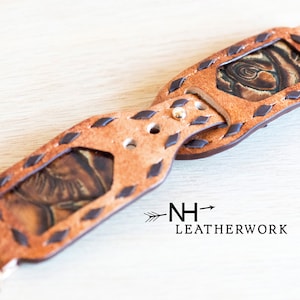 Leather Watch Band, Kangaroo Buckstitch, Burnt Orange Rose for Apple 38mm 40mm 41mm 42mm 44mm 45mm 46mm 49mm, Samsung Galaxy, Ultra 47