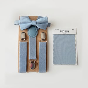 Dusty Blue Bow Tie & Suspenders/Braces for Groomsmen, Groom, Boys Birthday, Ring Bearer/Page Boy,Rustic Wedding Outfit, Men's Gift