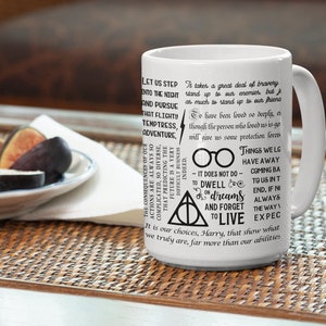 LARGE Best Potter Book Quotes Mug! Witty and Inspirational Favorite Sayings, Stylish Literature Smart Unique Gift Coffee Cup