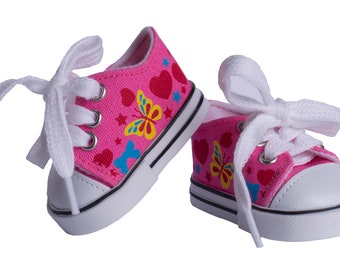 White or Light Purple Slip-On Canvas Sneakers Shoes fit American Girl Size Doll
