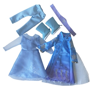 14 Inch Doll Elsa Princess Outfit – 5pcs Embroidered Costume, cape, belt, dress, leggings, boots. image 4